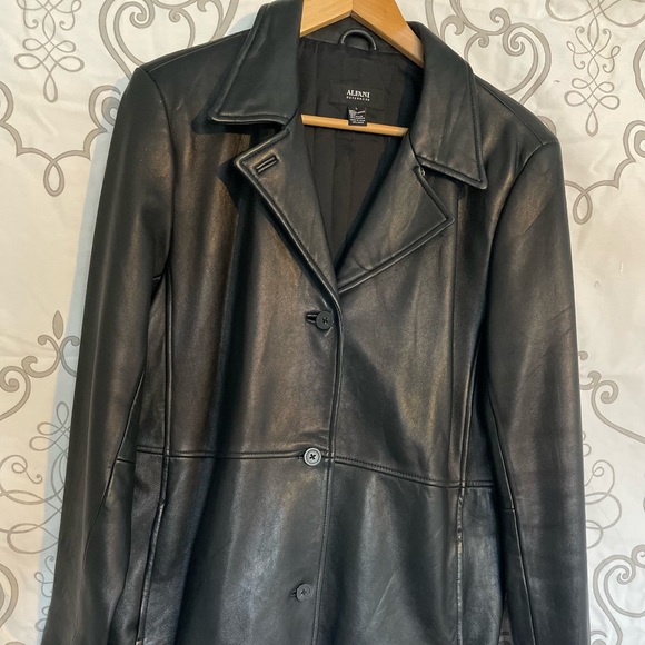 Black genuine leather long jacket. Fully lined. - Picture 2 of 13